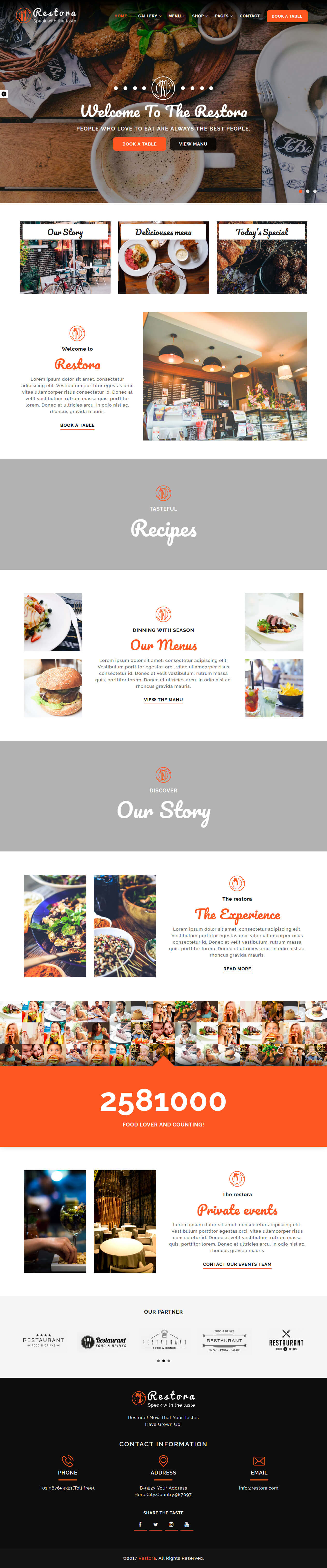 Bootstrap template Restora