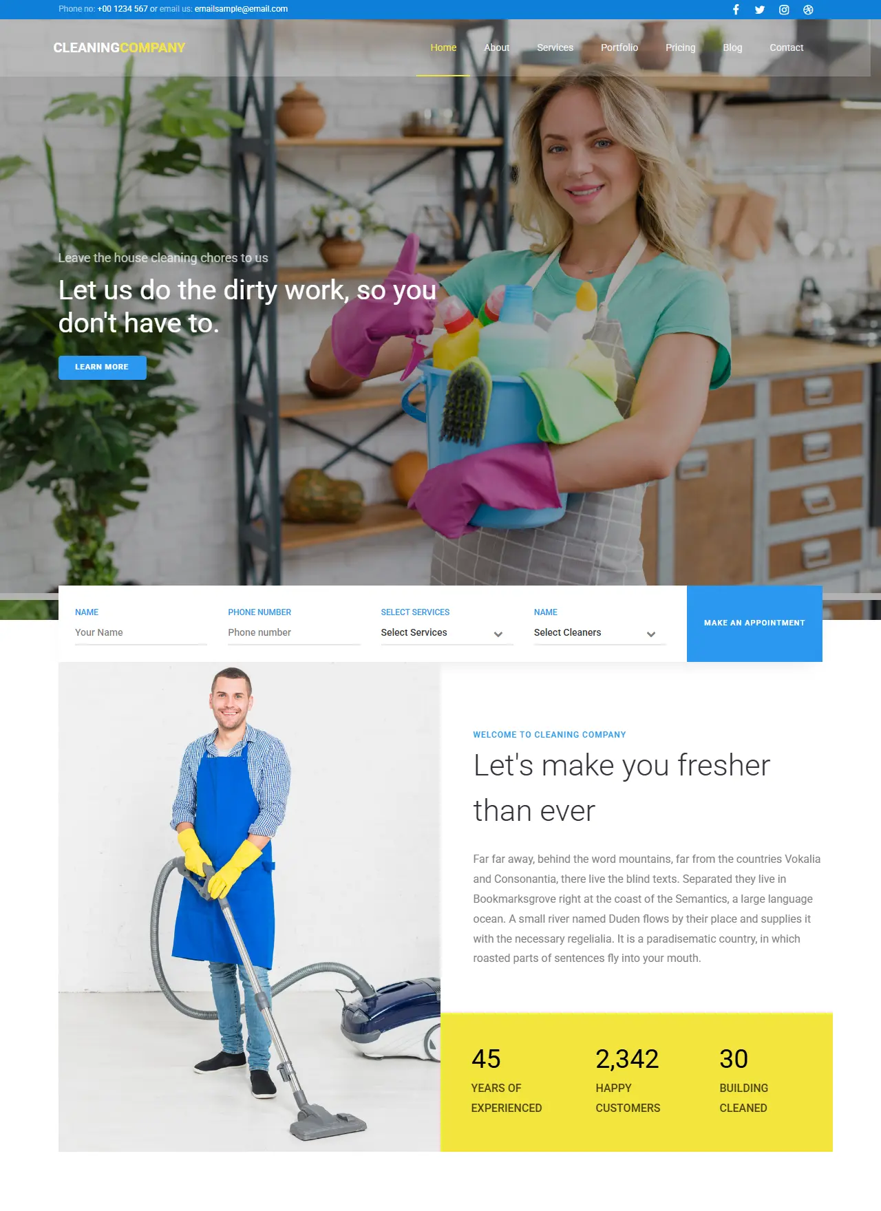 Скриншот шаблона Cleaning Company для сайта клининговой службы