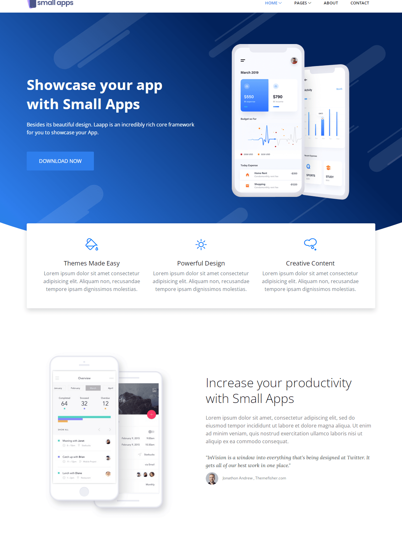 Шаблон Small Apps для сайта мобильного приложения