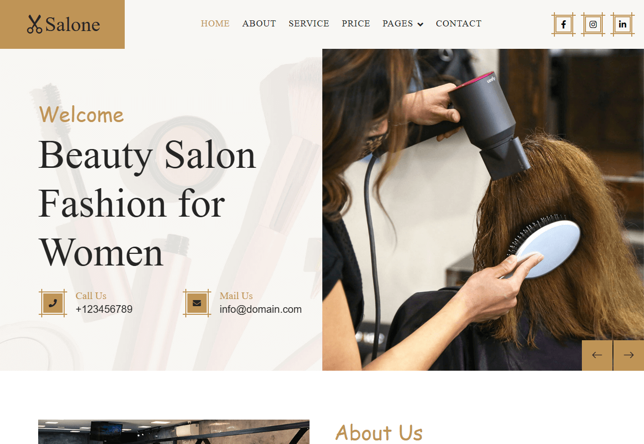 Шаблон Salone для сайта парикмахерской