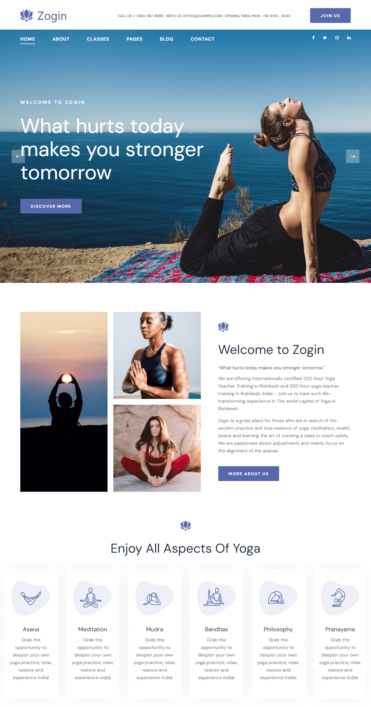 Шаблон Zogin для сайта инструктора или студии йоги