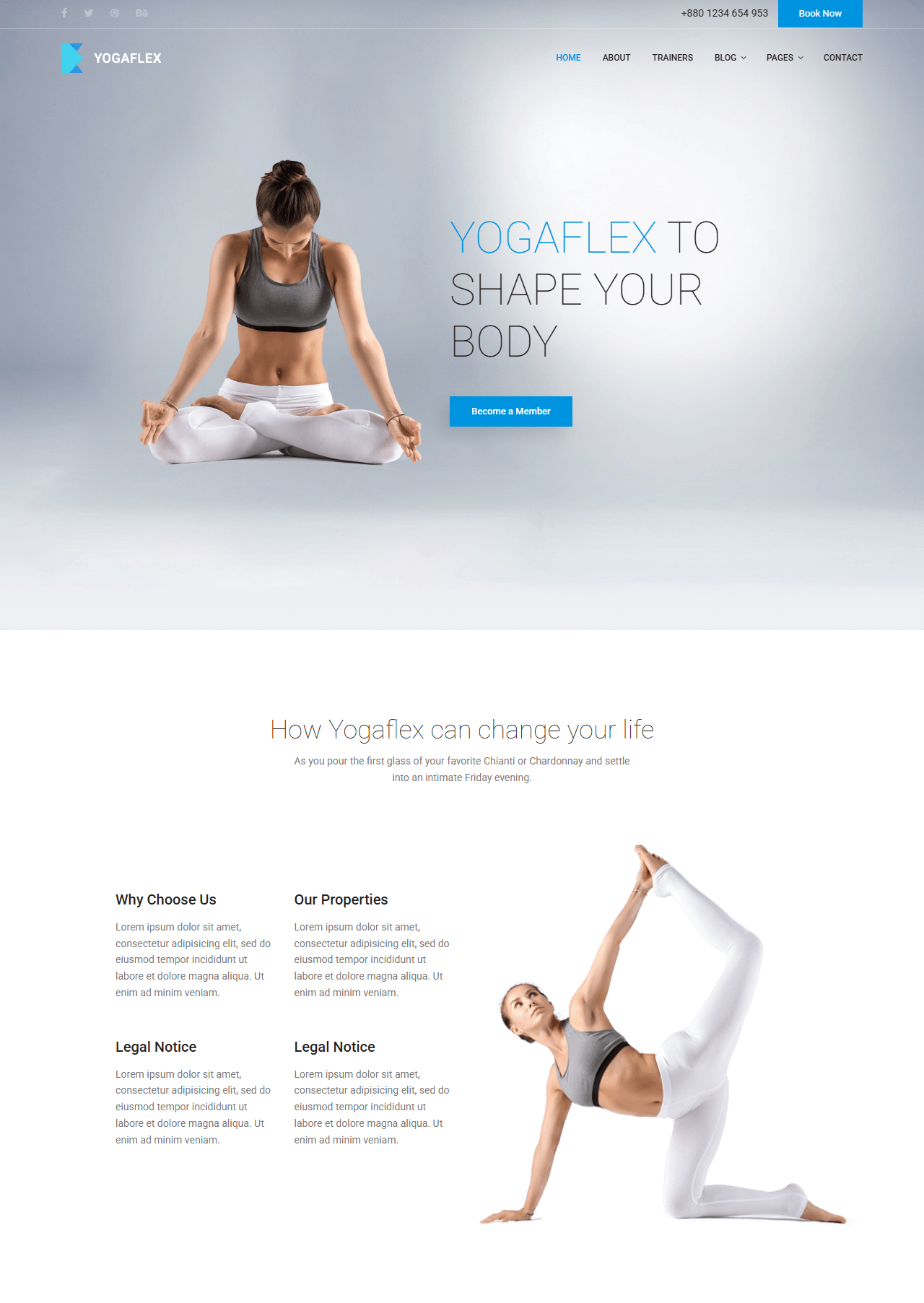 Шаблон Yogaflex для сайта инструктора и студии йоги