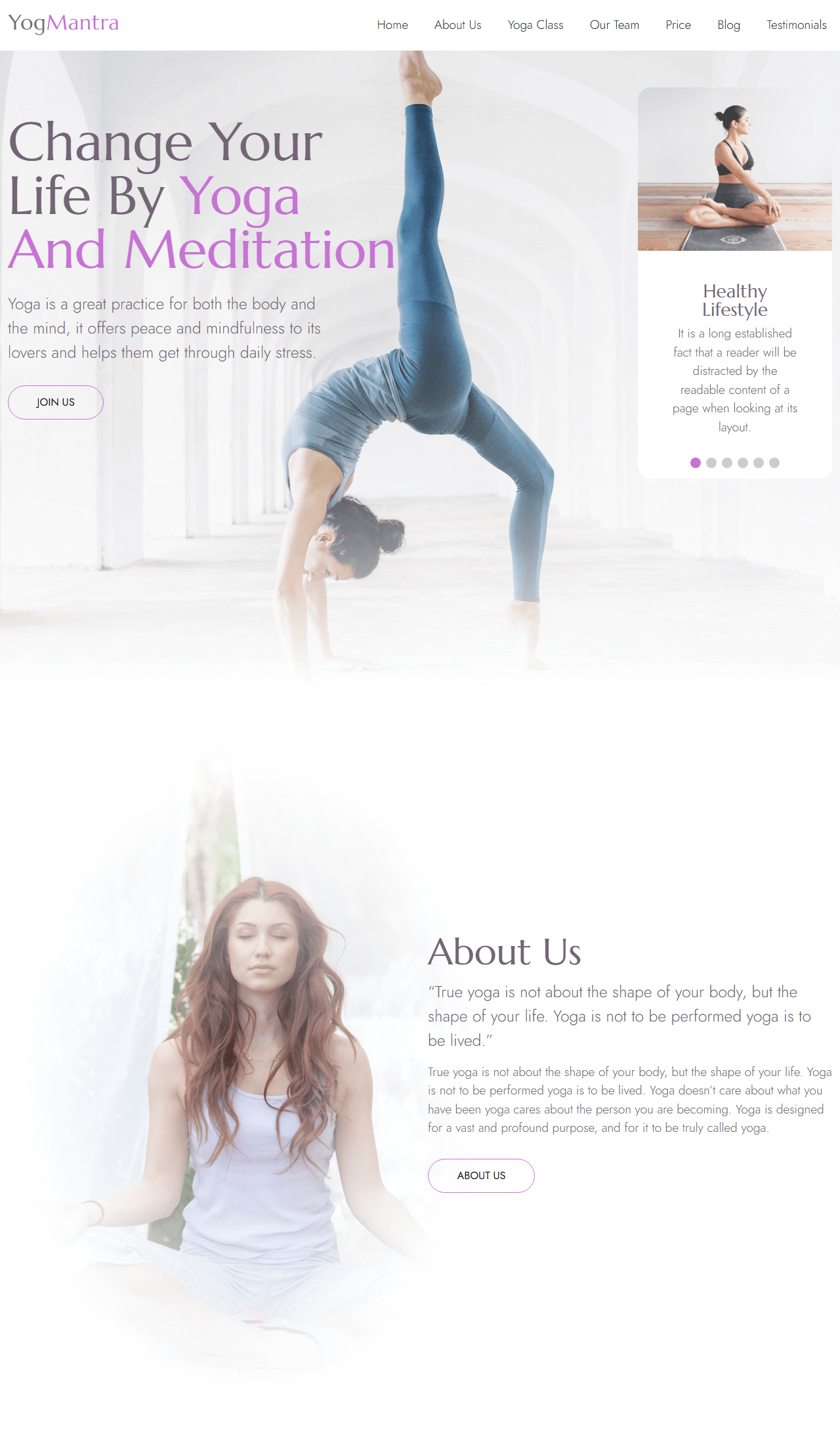Шаблон YogMantra для сайта по йоге