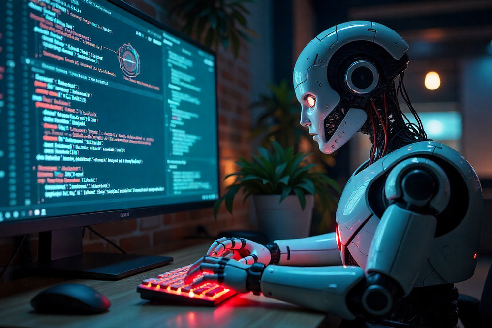 Робот ИИ изучает файл llms на сайте