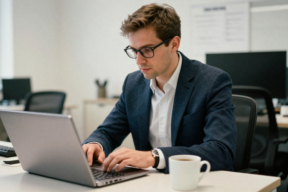 предприниматель за работой после консультации маркетолога