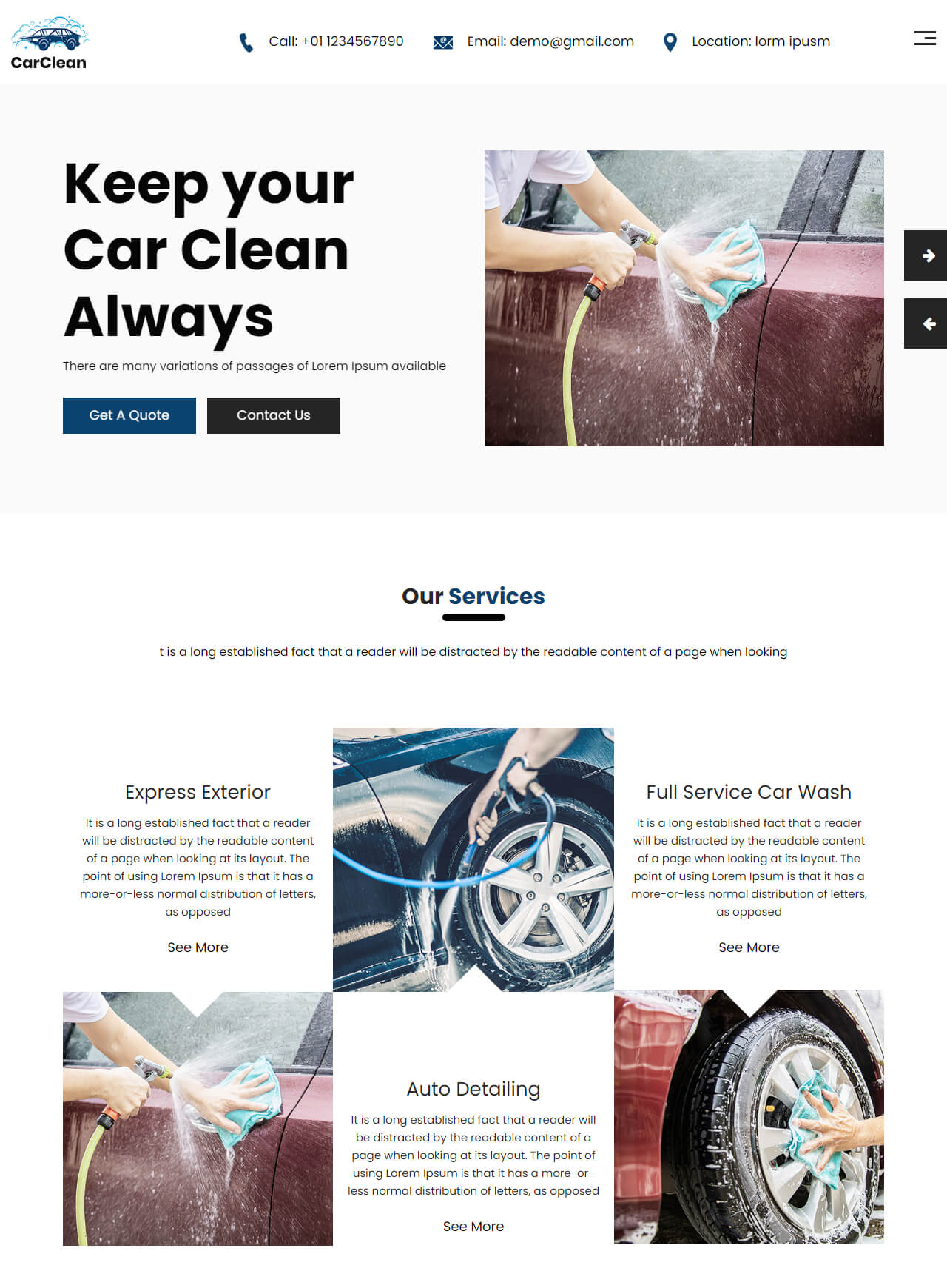 Шаблон Car Clean для сайта автосервиса