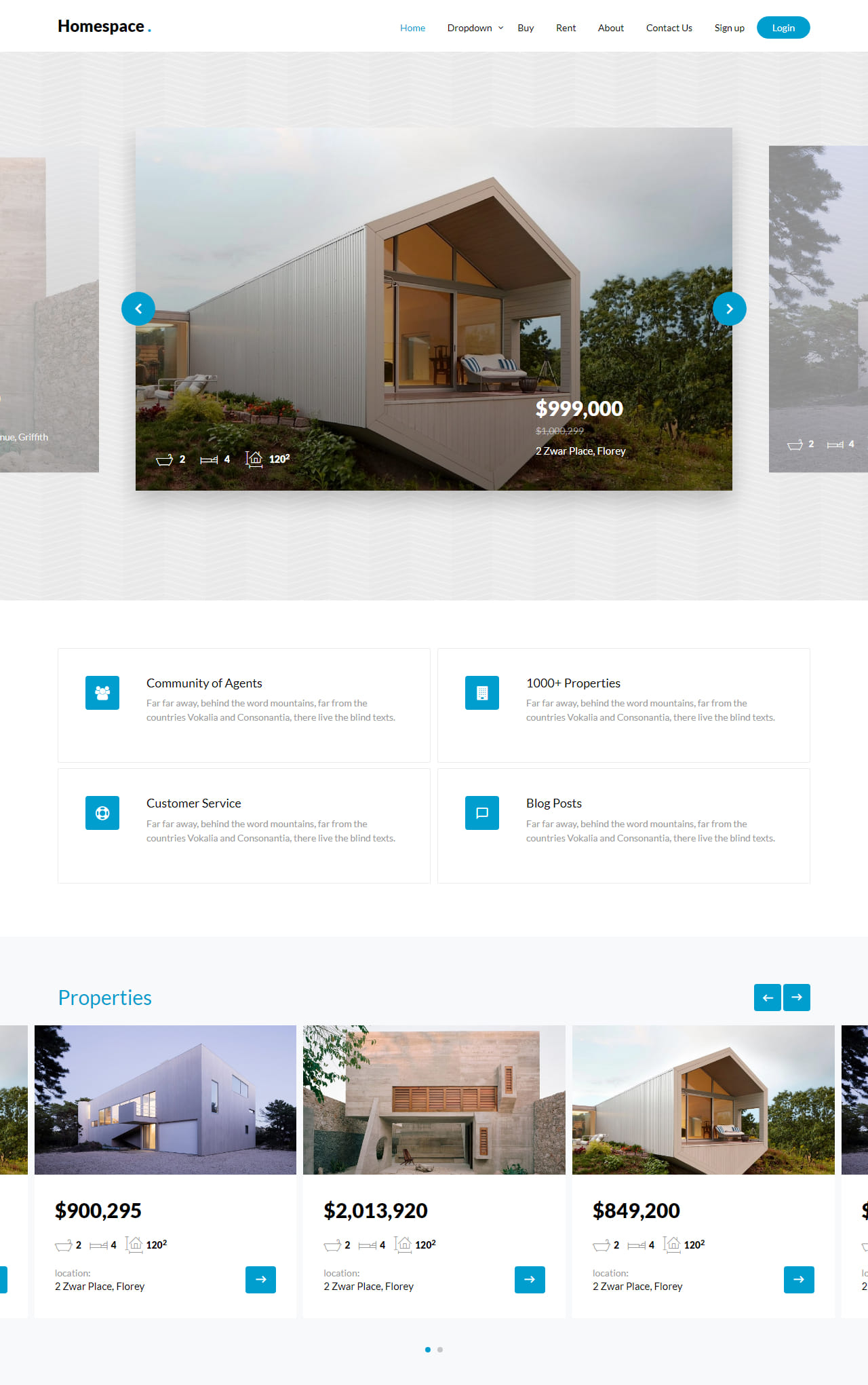 HomeSpace — шаблон сайта агентства недвижимости