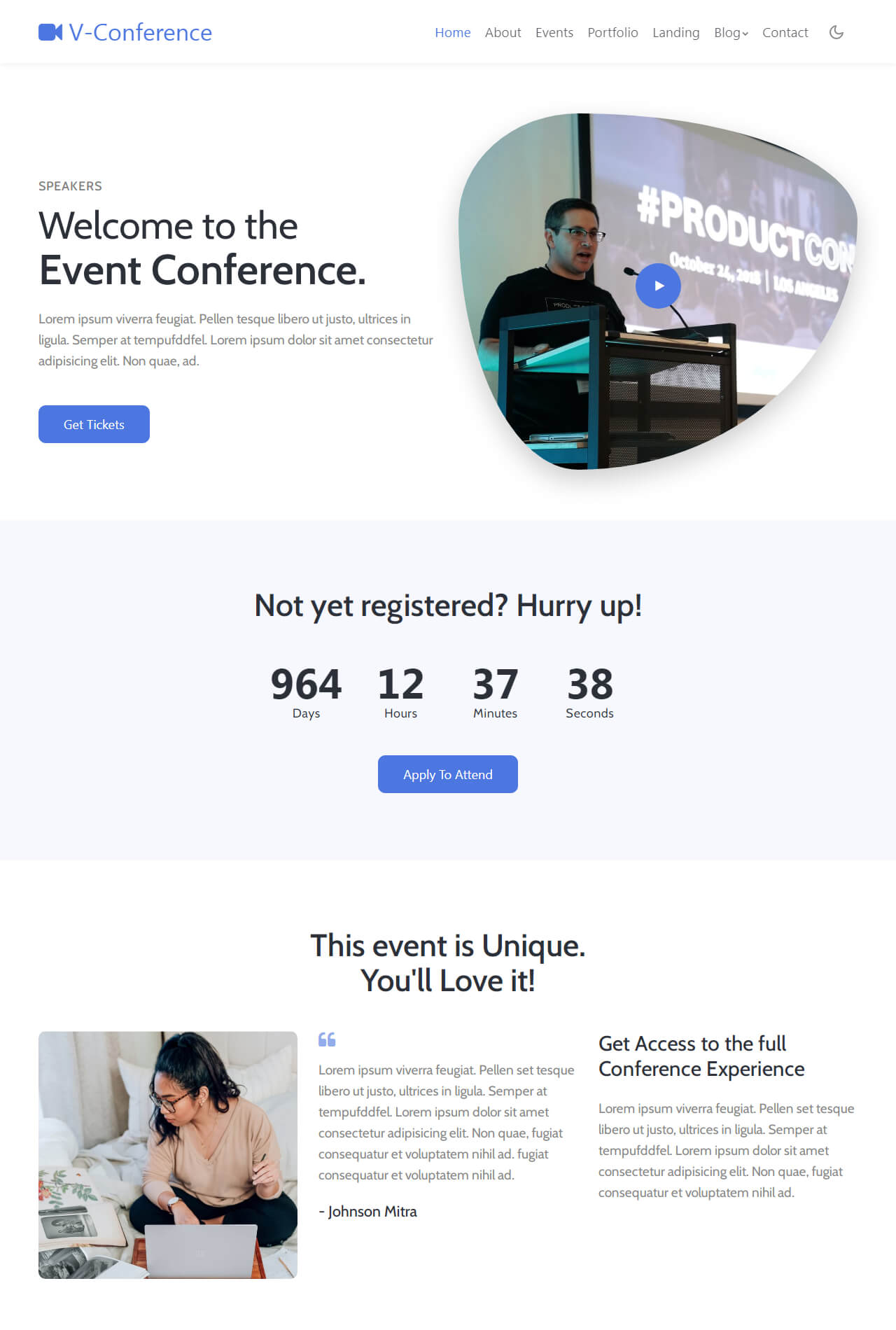 V-Conference — HTML-шаблон сайта для конференции