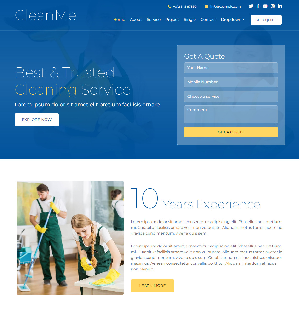 CleanMe — html шаблон сайта клининговой компании