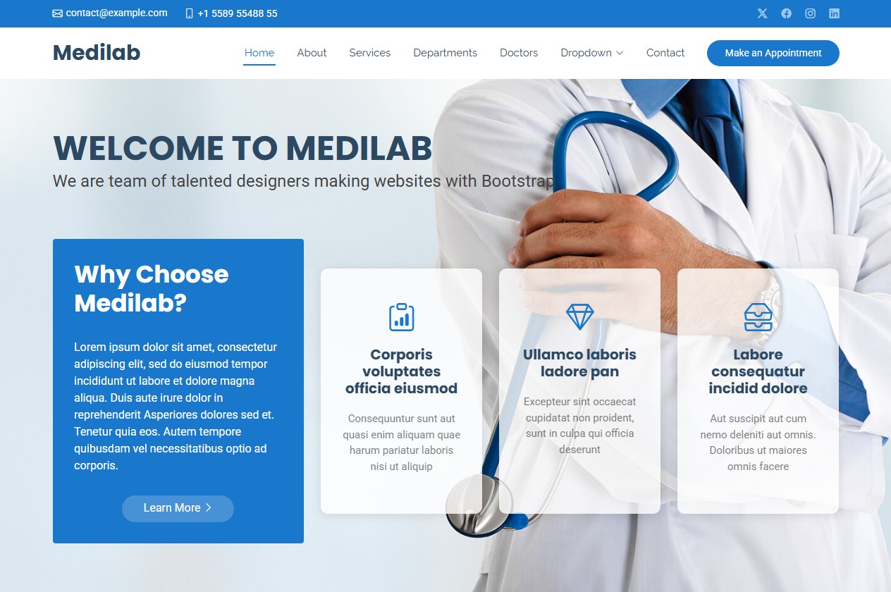 Bootstrap шаблон сайта Medilab